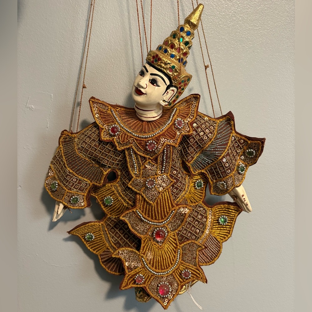 Traditional Gold Marionette with Colorful Accents